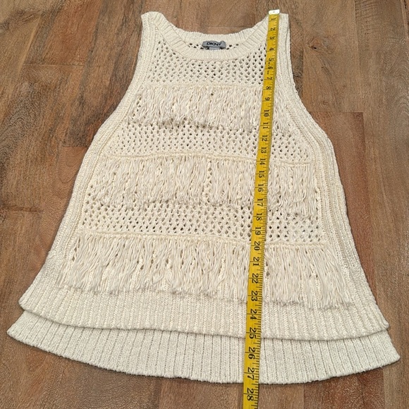 DKNY Crochet Fringe Sleeveless Festival Boho Sweater • Size Small - Picture 5 of 15